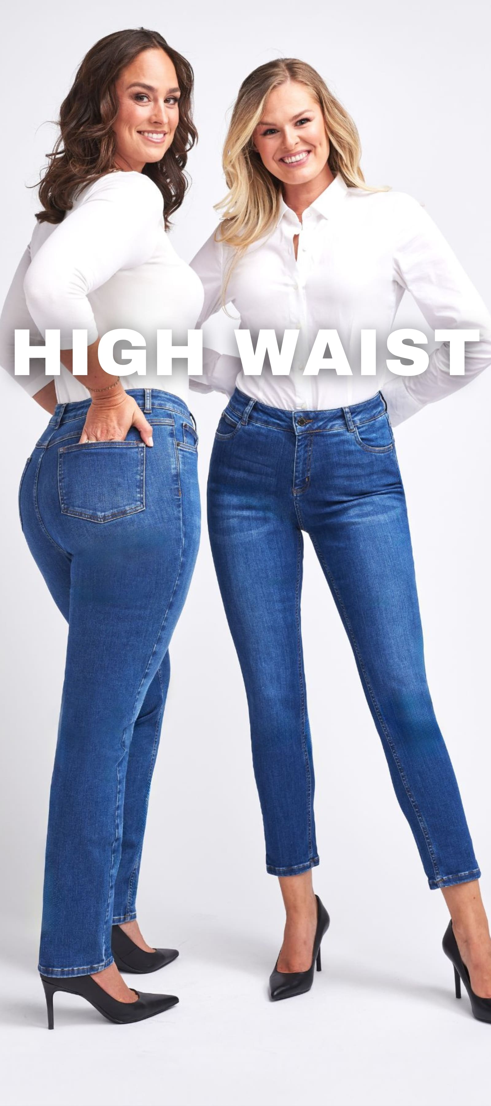 wonderjeans high waist, Damenjeans mit hohem Bund und figurbetonter Passform