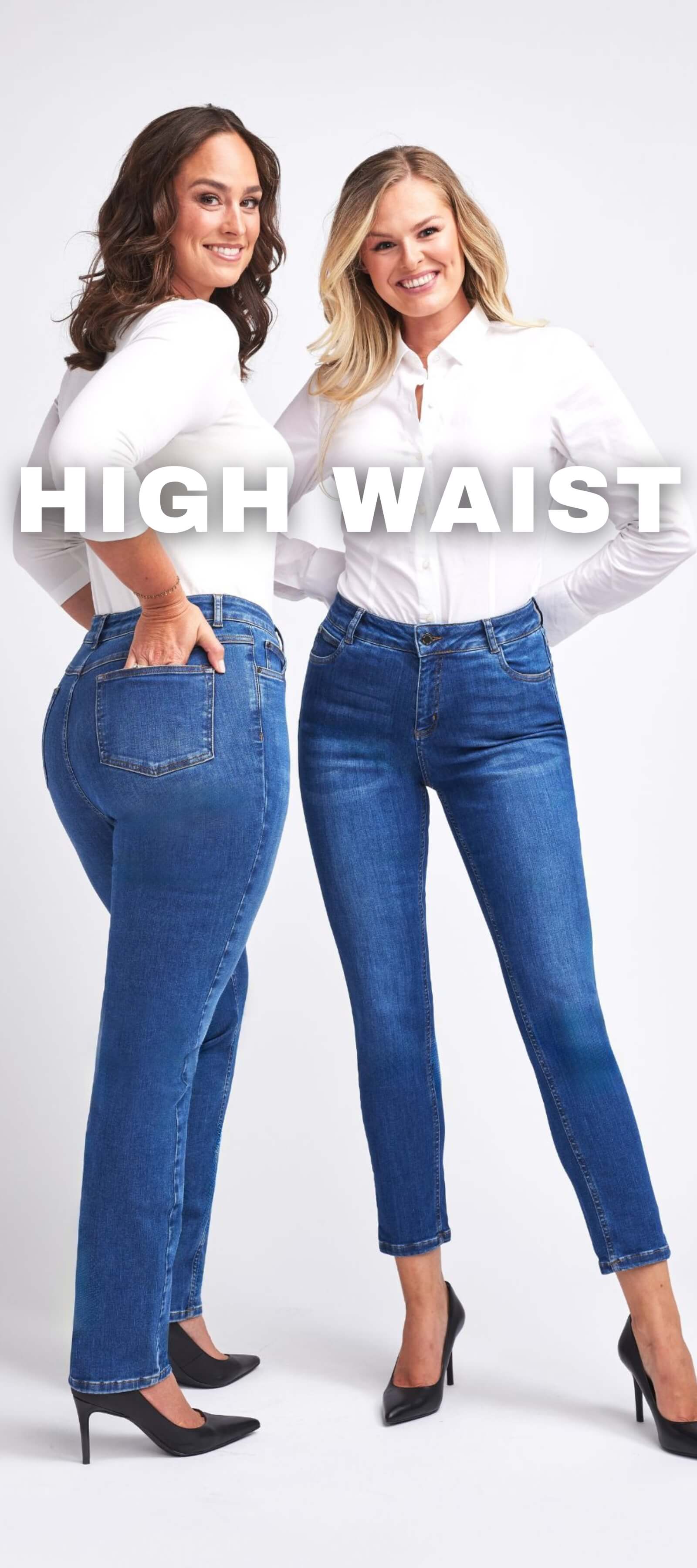 wonderjeans high waist, Damenjeans mit hohem Bund und figurbetonter Passform