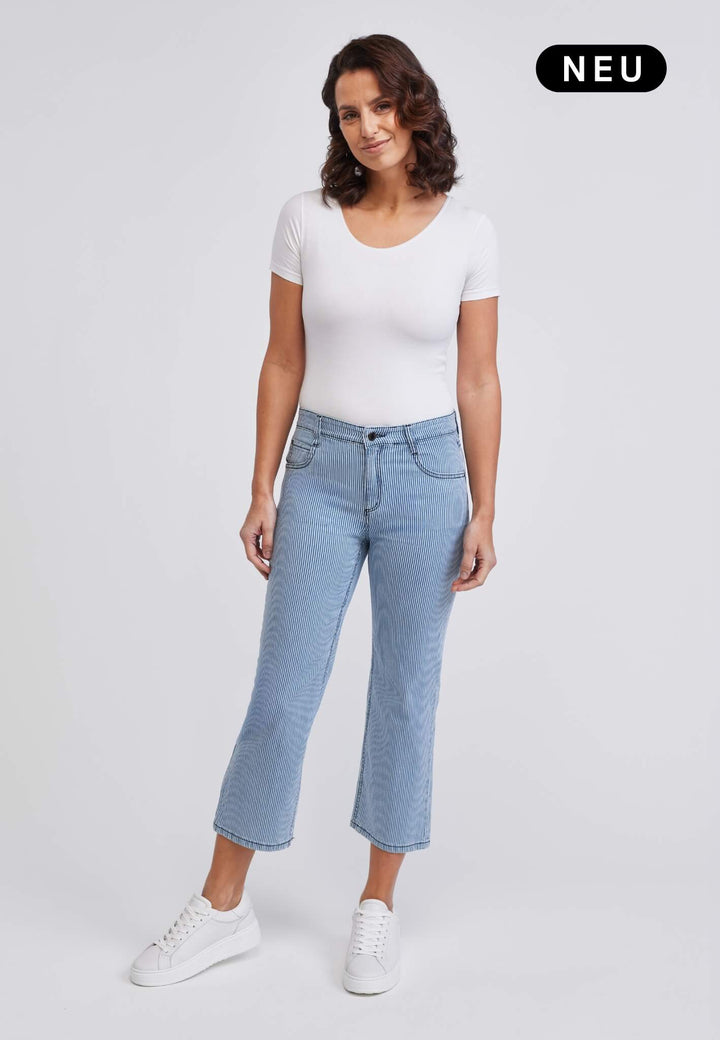 wonderjeans Relaxed Straight Ankle Stone Blue/White Stripe