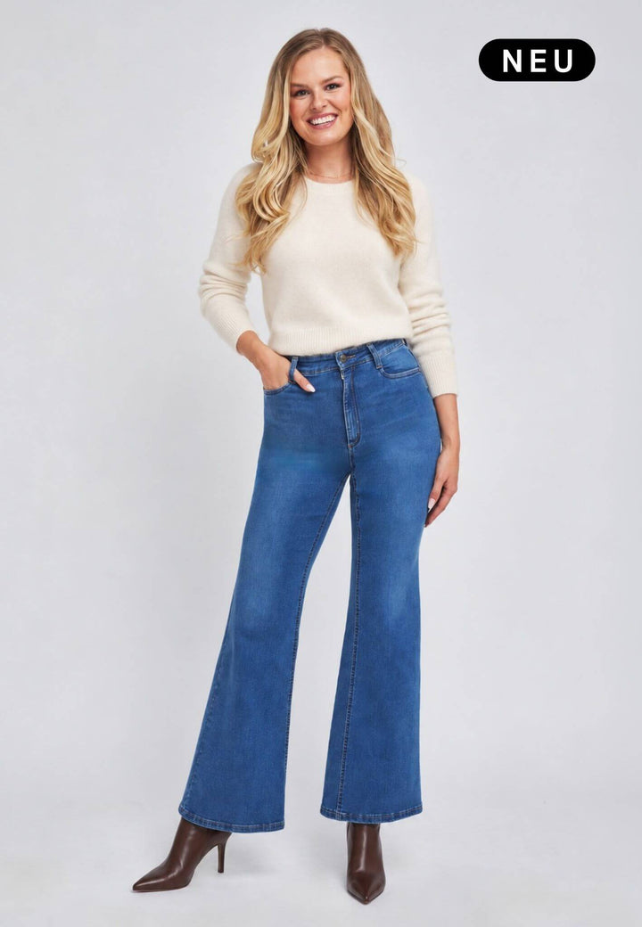 wonderjeans High Waist Flared Stone Blue Super Wash
