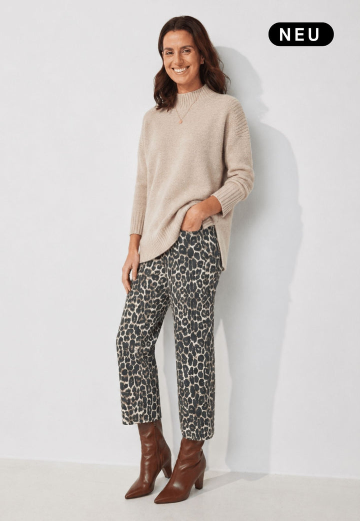 wonderjeans Relaxed Straight Ankle Leo Print
